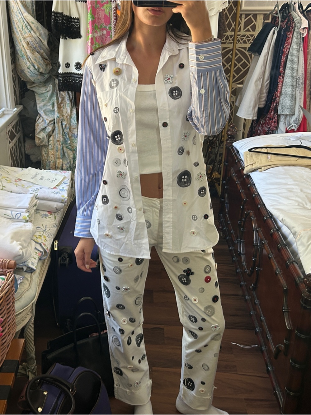 Libertine Button Embellished Button Down and Pant Set
